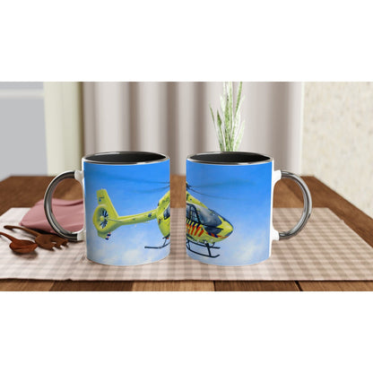 Peter Hoogenberg - Mug - Ambulance Helicopter Wadden Islands - 11oz Ceramic Mugs TP Aviation Art 