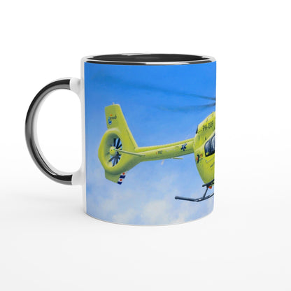 Peter Hoogenberg - Mug - Ambulance Helicopter Wadden Islands - 11oz Ceramic Mugs TP Aviation Art ceramic black 