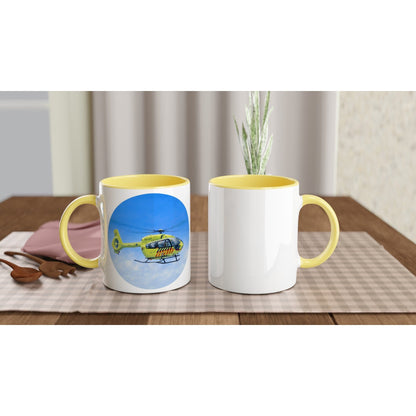 Peter Hoogenberg - Mug - Ambulance Helicopter Wadden Islands - 11oz Ceramic - Round Mugs TP Aviation Art 