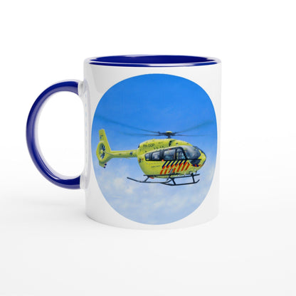 Peter Hoogenberg - Mug - Ambulance Helicopter Wadden Islands - 11oz Ceramic - Round Mugs TP Aviation Art 