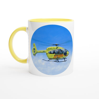 Peter Hoogenberg - Mug - Ambulance Helicopter Wadden Islands - 11oz Ceramic - Round Mugs TP Aviation Art 