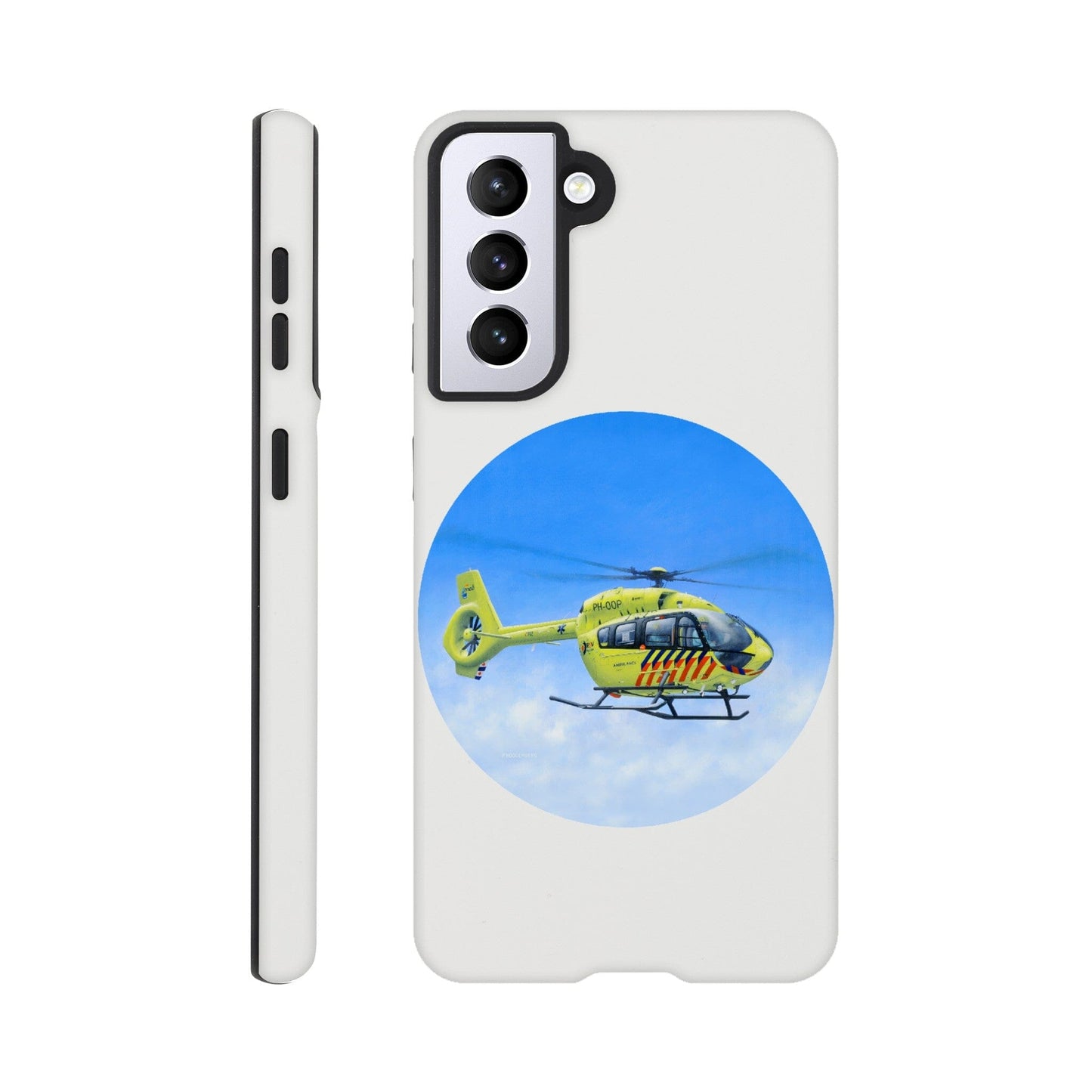 Peter Hoogenberg - Phone Case Tough - Ambulance Helicopter Wadden Islands Phone Case TP Aviation Art Galaxy S21 