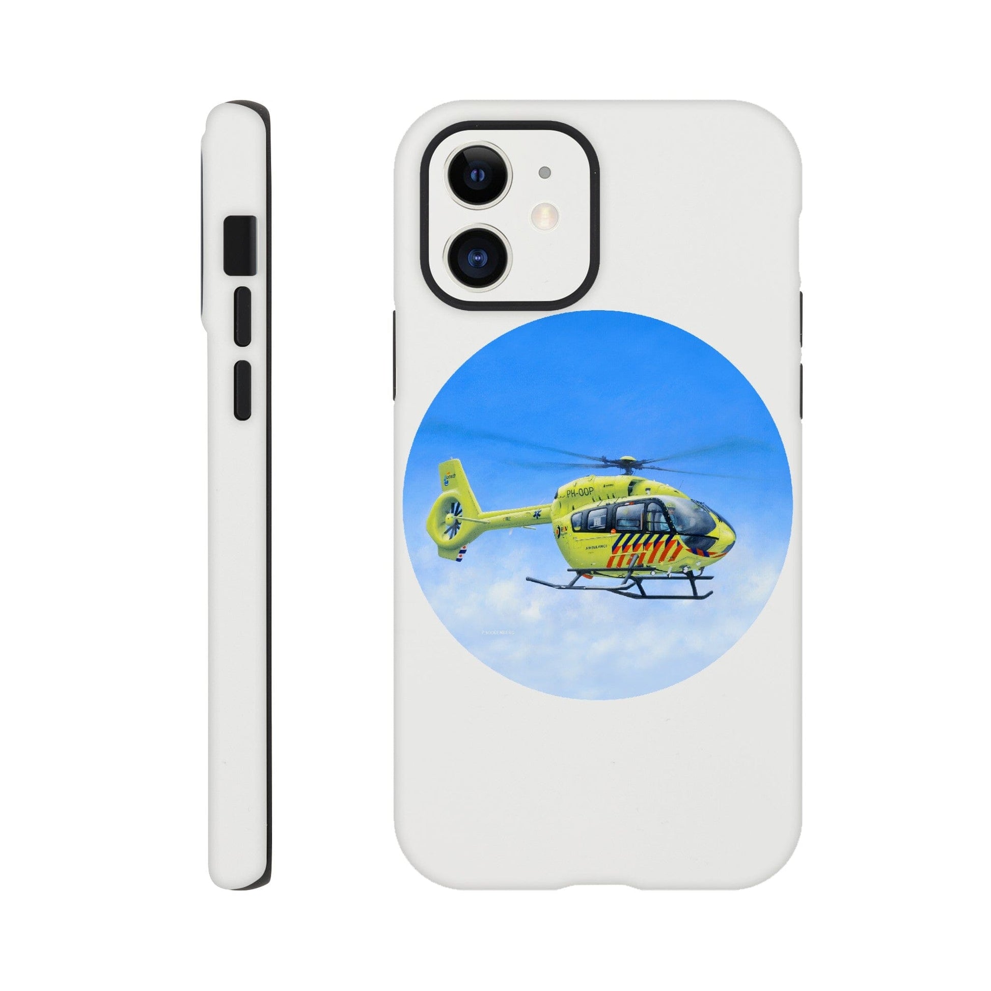 Peter Hoogenberg - Phone Case Tough - Ambulance Helicopter Wadden Islands Phone Case TP Aviation Art iPhone 12 