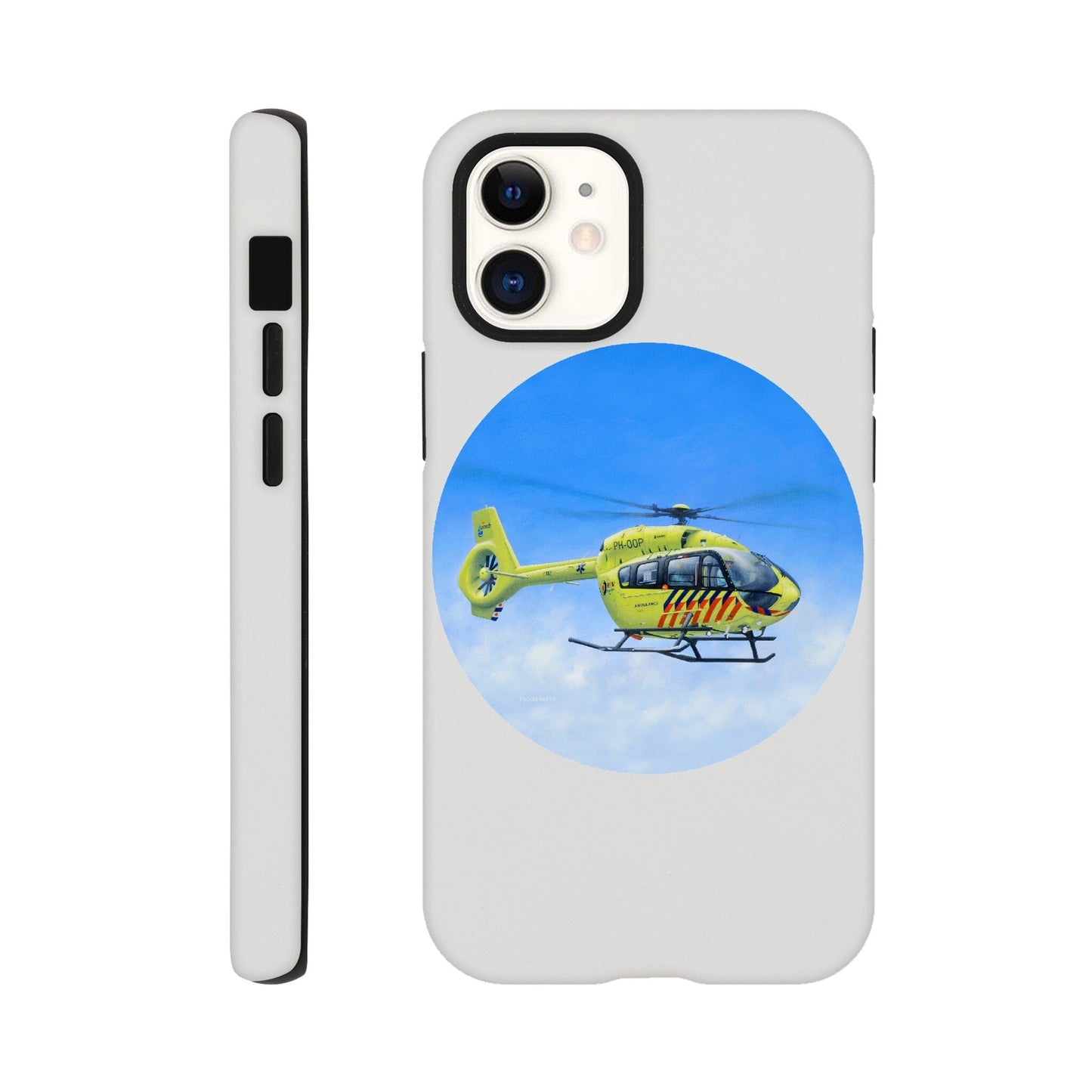 Peter Hoogenberg - Phone Case Tough - Ambulance Helicopter Wadden Islands Phone Case TP Aviation Art iPhone 12 Mini 