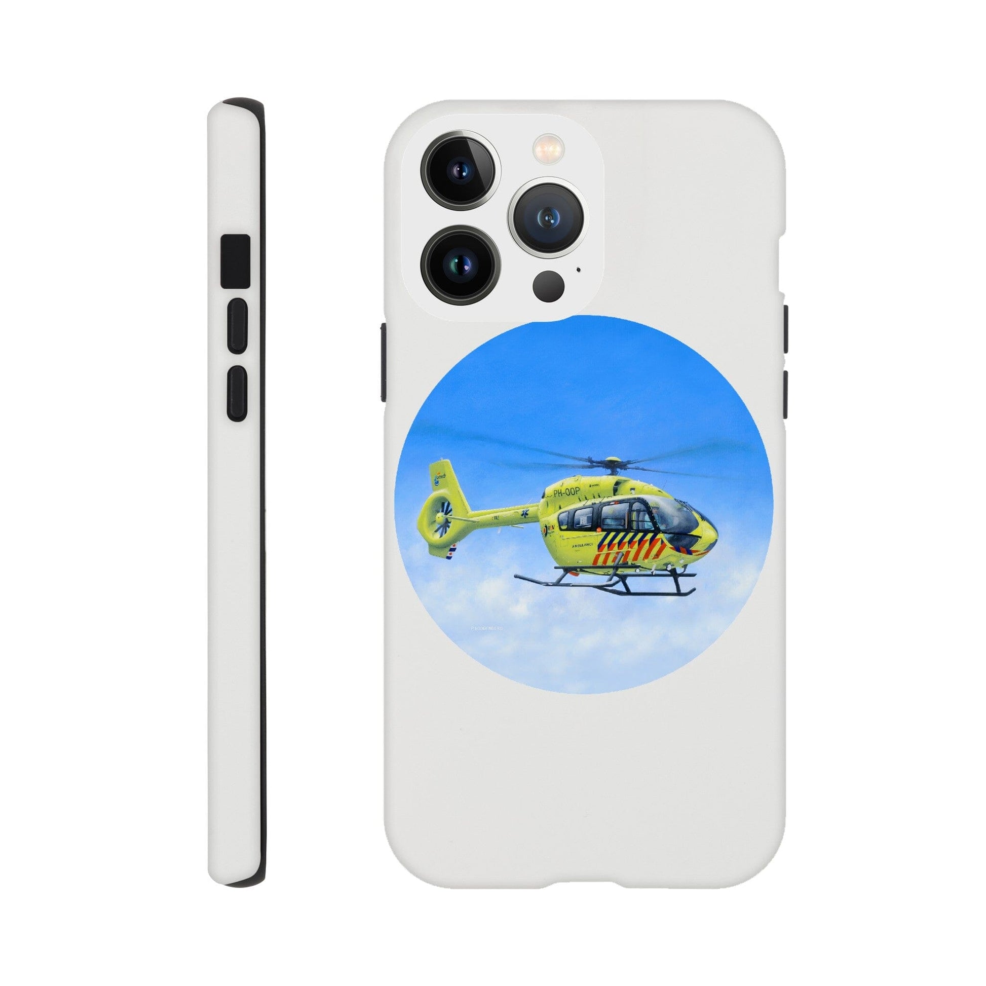 Peter Hoogenberg - Phone Case Tough - Ambulance Helicopter Wadden Islands Phone Case TP Aviation Art iPhone 13 Pro Max 