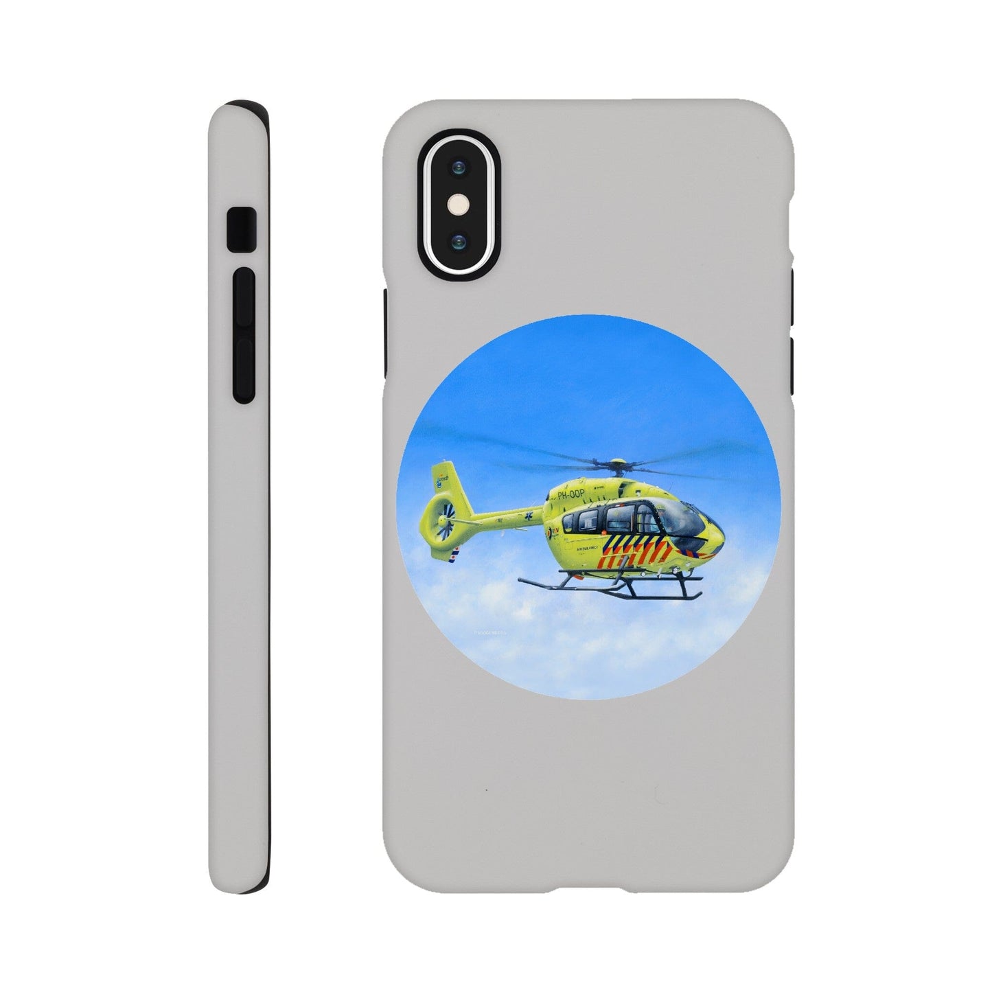 Peter Hoogenberg - Phone Case Tough - Ambulance Helicopter Wadden Islands Phone Case TP Aviation Art iPhone X 