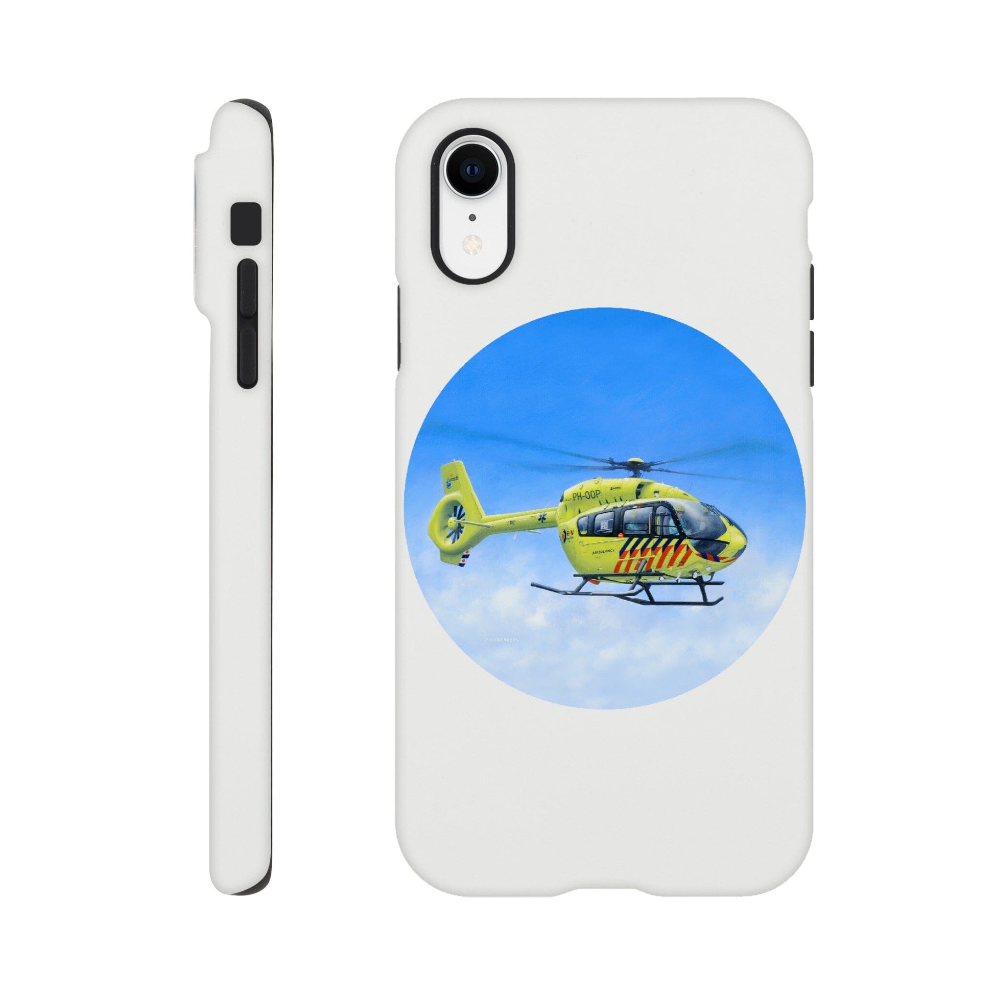 Peter Hoogenberg - Phone Case Tough - Ambulance Helicopter Wadden Islands Phone Case TP Aviation Art iPhone XR 