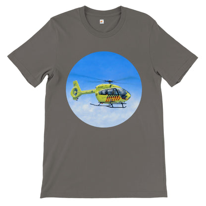 Peter Hoogenberg - T-shirt - Ambulance Helicopter Wadden Islands - Premium Unisex T-shirt TP Aviation Art Asphalt S 