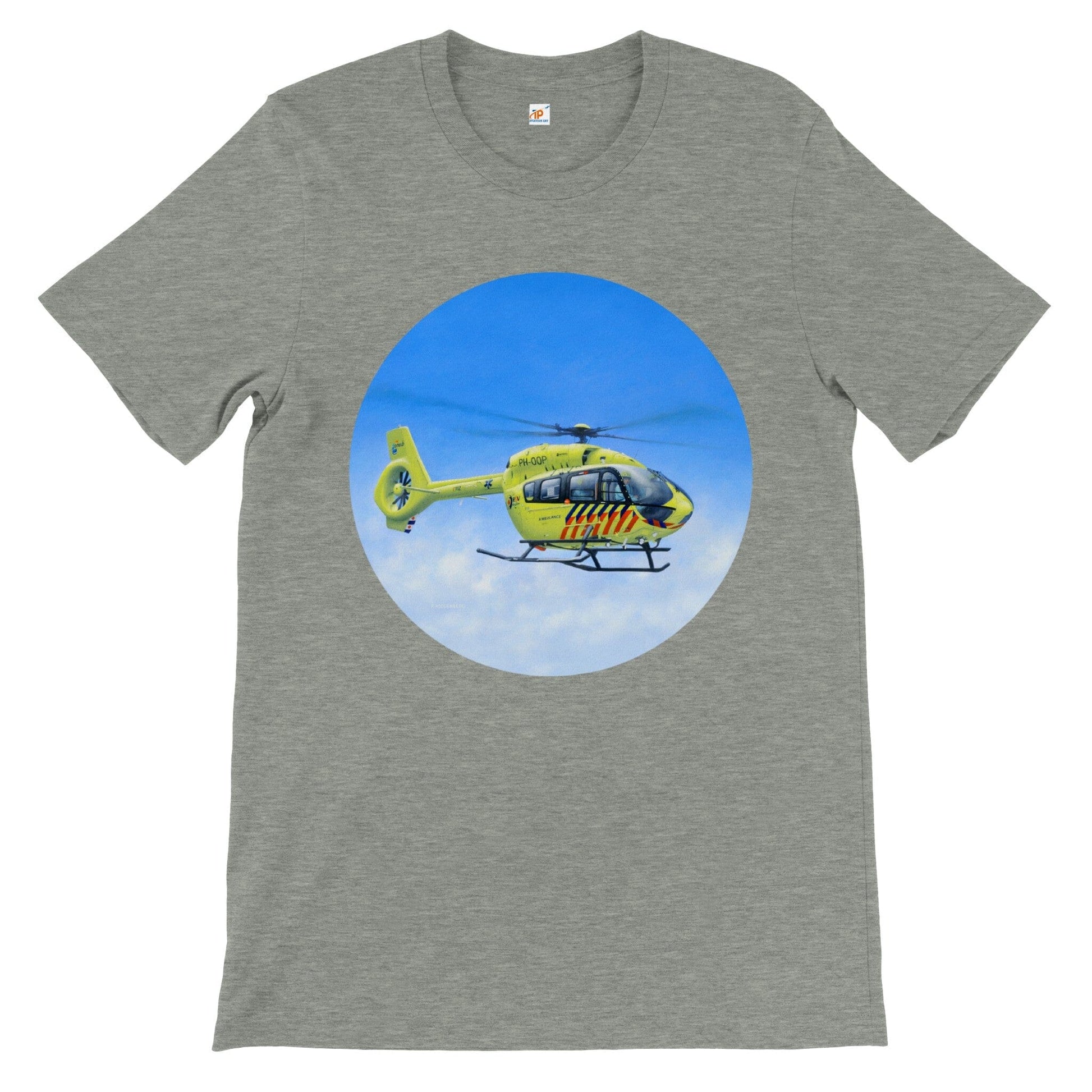 Peter Hoogenberg - T-shirt - Ambulance Helicopter Wadden Islands - Premium Unisex T-shirt TP Aviation Art Athletic Heather S 