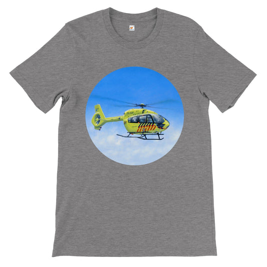 Peter Hoogenberg - T-shirt - Ambulance Helicopter Wadden Islands - Premium Unisex T-shirt TP Aviation Art Dark Gray Heather S 