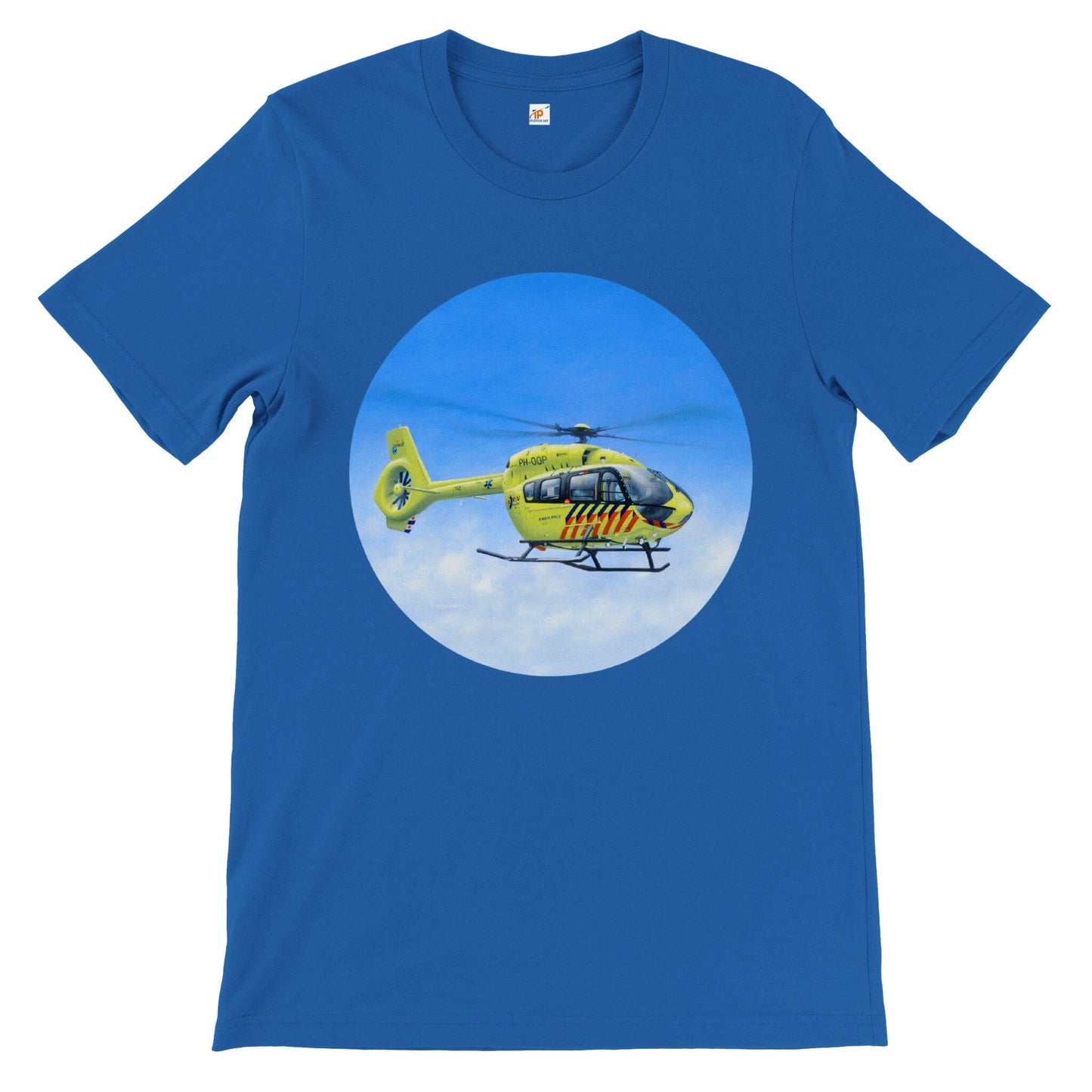 Peter Hoogenberg - T-shirt - Ambulance Helicopter Wadden Islands - Premium Unisex T-shirt TP Aviation Art Royal S 