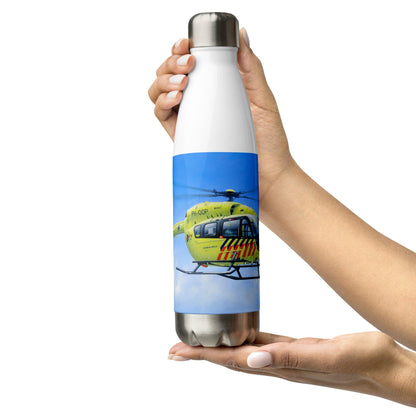 Peter Hoogenberg - Water Bottle - Ambulance Helicopter Wadden Islands - Stainless Steel 17oz Water Bottles TP Aviation Art 