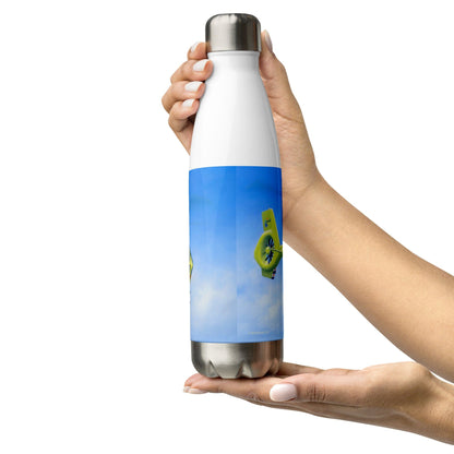 Peter Hoogenberg - Water Bottle - Ambulance Helicopter Wadden Islands - Stainless Steel 17oz Water Bottles TP Aviation Art 