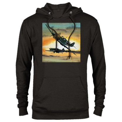 Thijs Postma - Hoodie - Messerschmitt Bf 109E Shot A Lavochkin LaGG-3 - Premium Unisex Pullover Hoodie TP Aviation Art 