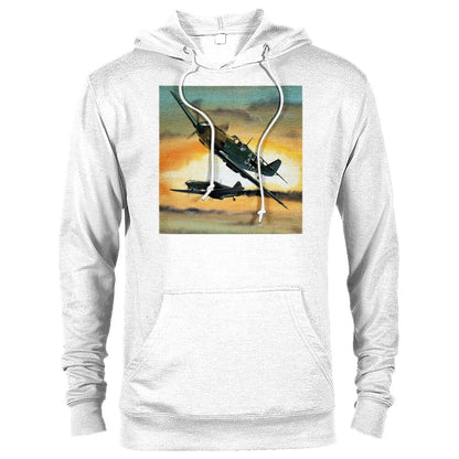 Thijs Postma - Hoodie - Messerschmitt Bf 109E Shot A Lavochkin LaGG-3 - Premium Unisex Pullover Hoodie TP Aviation Art White XS 