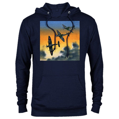 Thijs Postma - Hoodie - Supermarine Spitfire Mk.24 In HongKong - Premium Unisex Pullover Hoodie TP Aviation Art Navy XS 