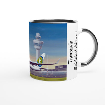 Thijs Postma - Mug - Boeing 737-800 Transavia Schiphol Airport - Ceramic 11oz Mugs TP Aviation Art 