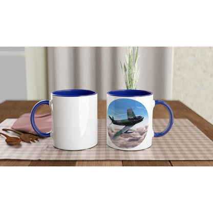 Thijs Postma - Mug - Canadair Sabre Mk.5 Luftwaffe by Thijs Postma - 11oz Ceramic Mugs TP Aviation Art ceramic blue 