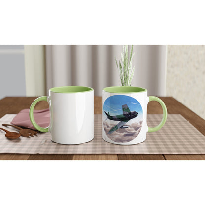 Thijs Postma - Mug - Canadair Sabre Mk.5 Luftwaffe by Thijs Postma - 11oz Ceramic Mugs TP Aviation Art ceramic green 
