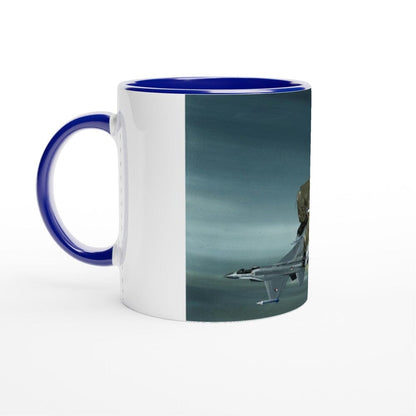 Thijs Postma - Mug - General Dynamics F-16A KLu Using The Ejection Seat - Ceramic 11oz Mugs TP Aviation Art ceramic blue 