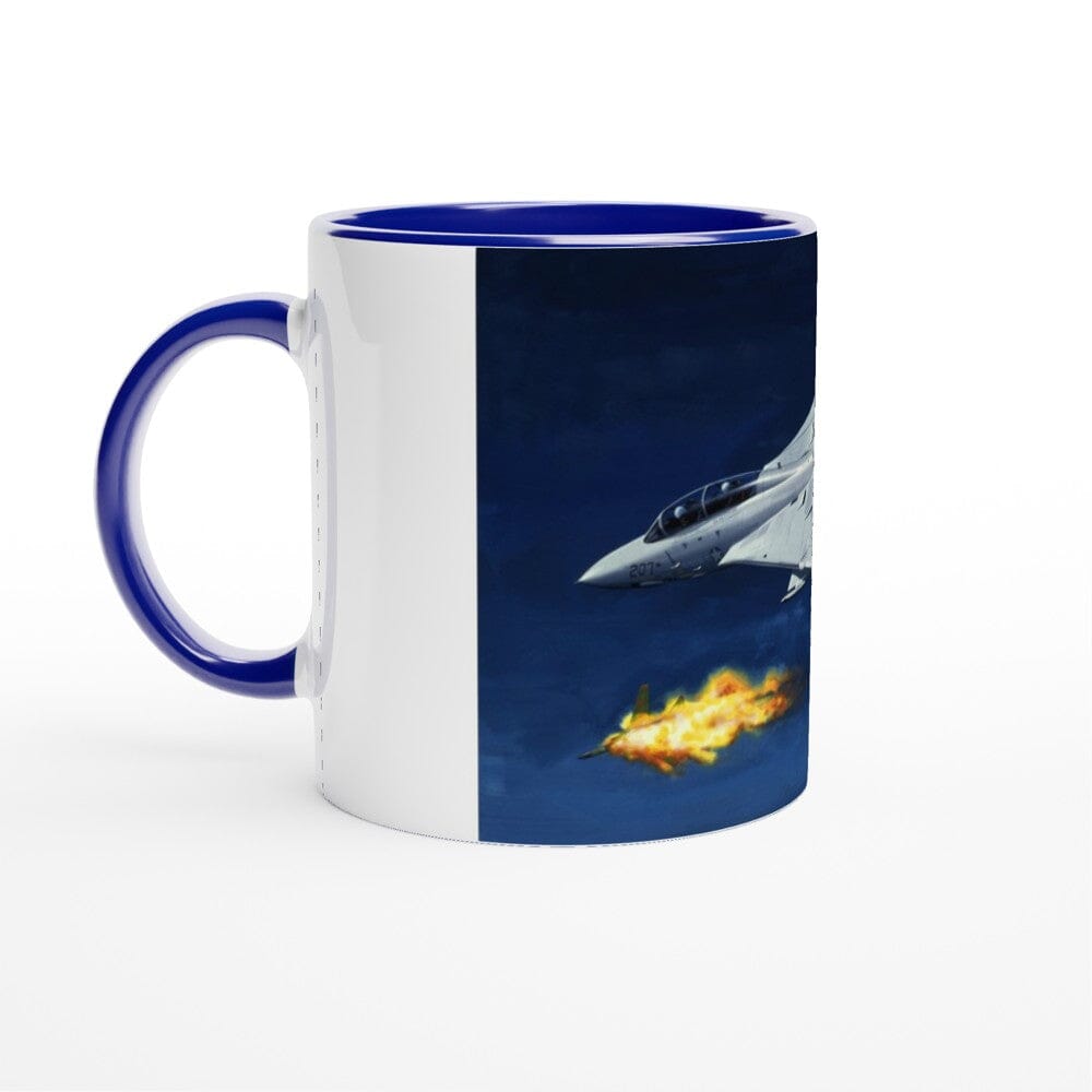 Thijs Postma - Mug - Grumman F-14 Tomcat Shooting Down A MiG-23 - Ceramic 11oz Mugs TP Aviation Art 