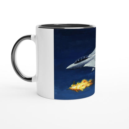 Thijs Postma - Mug - Grumman F-14 Tomcat Shooting Down A MiG-23 - Ceramic 11oz Mugs TP Aviation Art ceramic black 