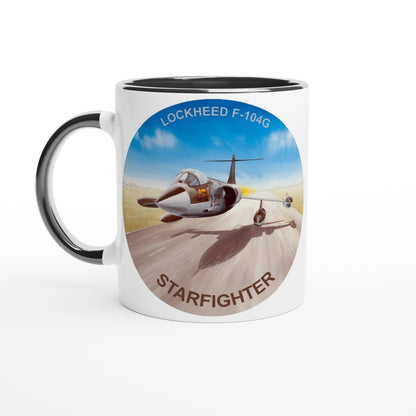 Thijs Postma - Mug - Lockheed F-104G KLu D-8332 On The Deck - 11oz Ceramic Mugs TP Aviation Art ceramic black 