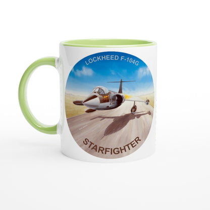 Thijs Postma - Mug - Lockheed F-104G KLu D-8332 On The Deck - 11oz Ceramic Mugs TP Aviation Art ceramic green 