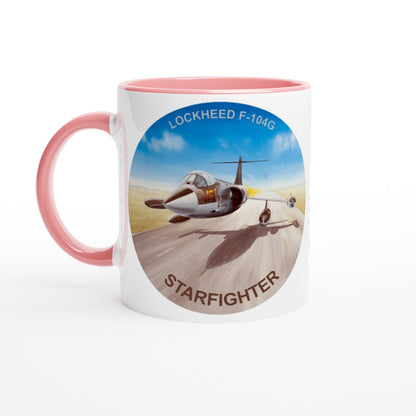 Thijs Postma - Mug - Lockheed F-104G KLu D-8332 On The Deck - 11oz Ceramic Mugs TP Aviation Art ceramic pink 