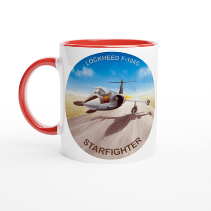 Thijs Postma - Mug - Lockheed F-104G KLu D-8332 On The Deck - 11oz Ceramic Mugs TP Aviation Art ceramic red 