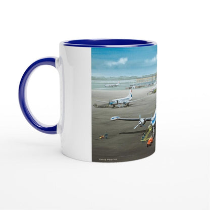 Thijs Postma - Mug - Lockheed L-1049 Super Constellation PH-LKC 1965 - Ceramic 11oz Mugs TP Aviation Art ceramic blue 
