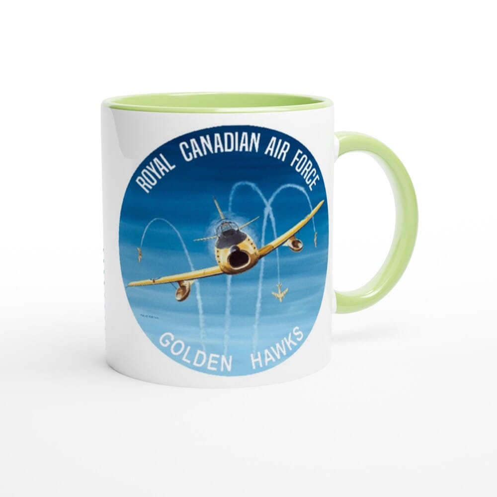 Thijs Postma - Mug - North American F-86 Golden Hawks - Ceramic 11oz Mugs TP Aviation Art ceramic green 