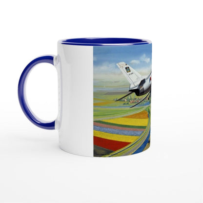 Thijs Postma - Mug - North American F-86K Sabre Over Dutch Landscape - Ceramic 11oz Mugs TP Aviation Art ceramic blue 