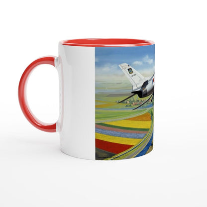 Thijs Postma - Mug - North American F-86K Sabre Over Dutch Landscape - Ceramic 11oz Mugs TP Aviation Art ceramic red 