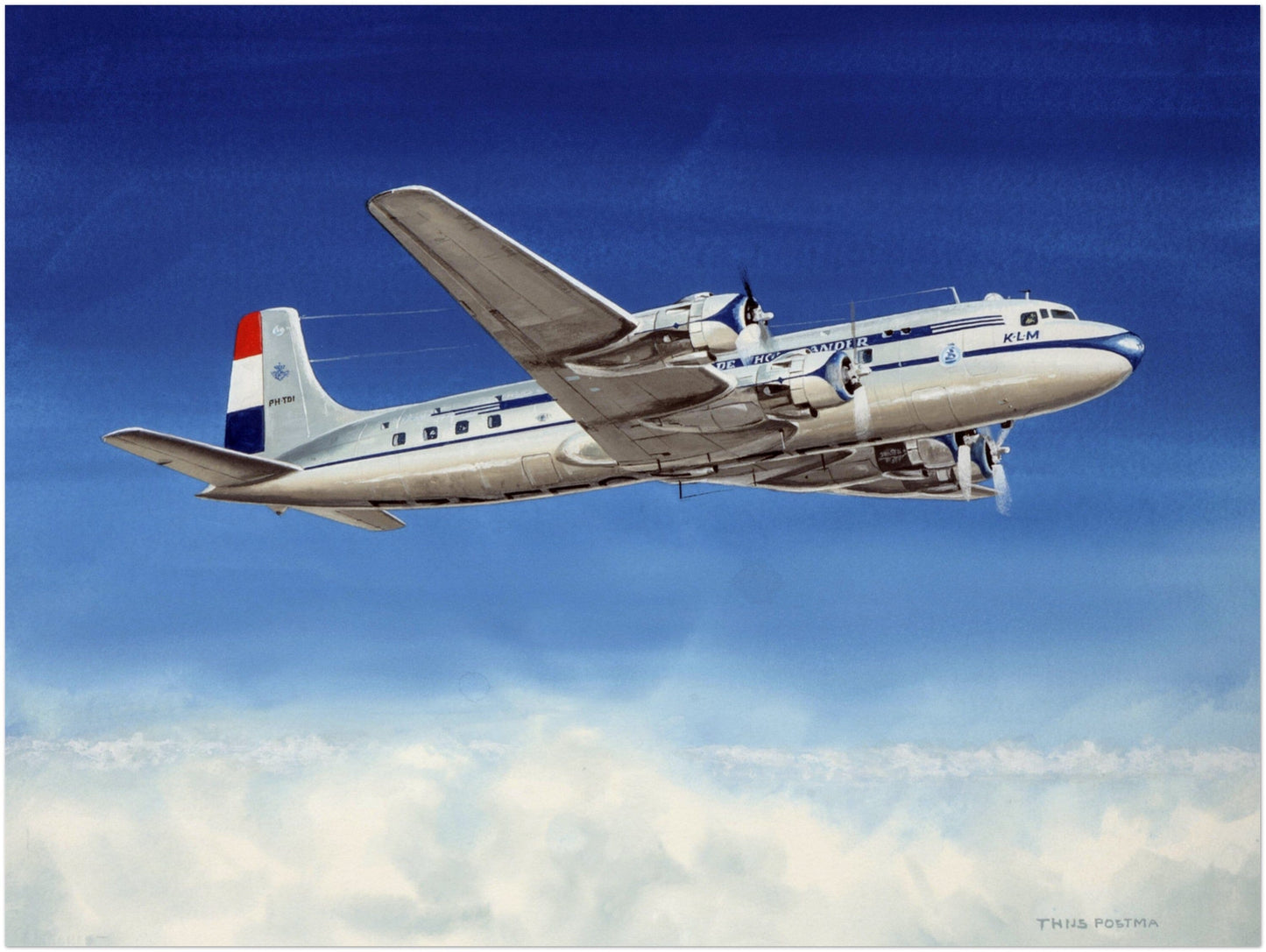 Thijs Postma - Original Painting - Douglas DC-6 KLM PH-TDI Original Painting TP Aviation Art 