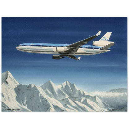 Thijs Postma - Original Painting - Douglas MD-11 Flying Over Snowy Alps Original Painting TP Aviation Art 