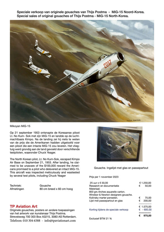 Thijs Postma - Original Painting - MiG-15 And F-86 Sabre In Korea Original Painting TP Aviation Art 