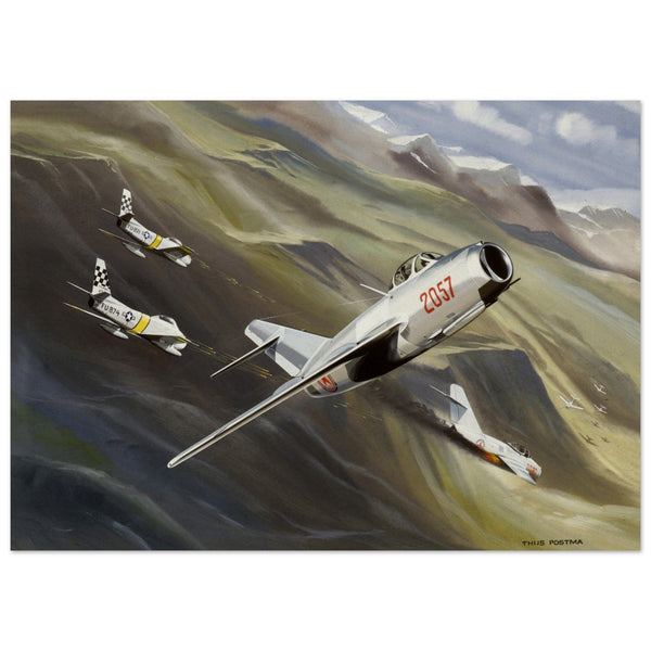 Thijs Postma - Original Painting - MiG-15 And F-86 Sabre In Korea – TP  Aviation Art