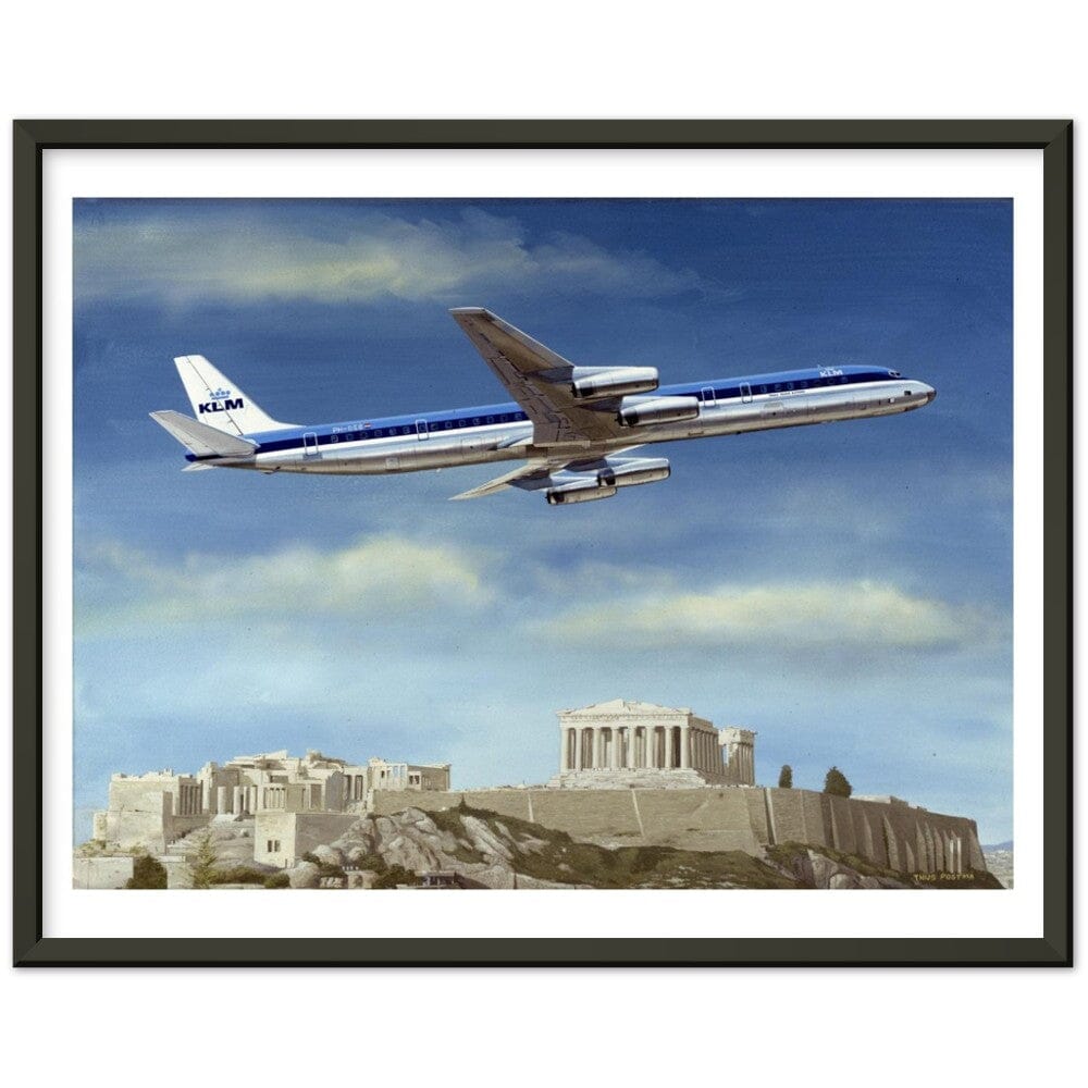Thijs Postma - Poster - 1967 Douglas DC-8-63 Acropolis - Metal Frame Poster - Metal Frame TP Aviation Art 40x50 cm / 16x20″ Black 