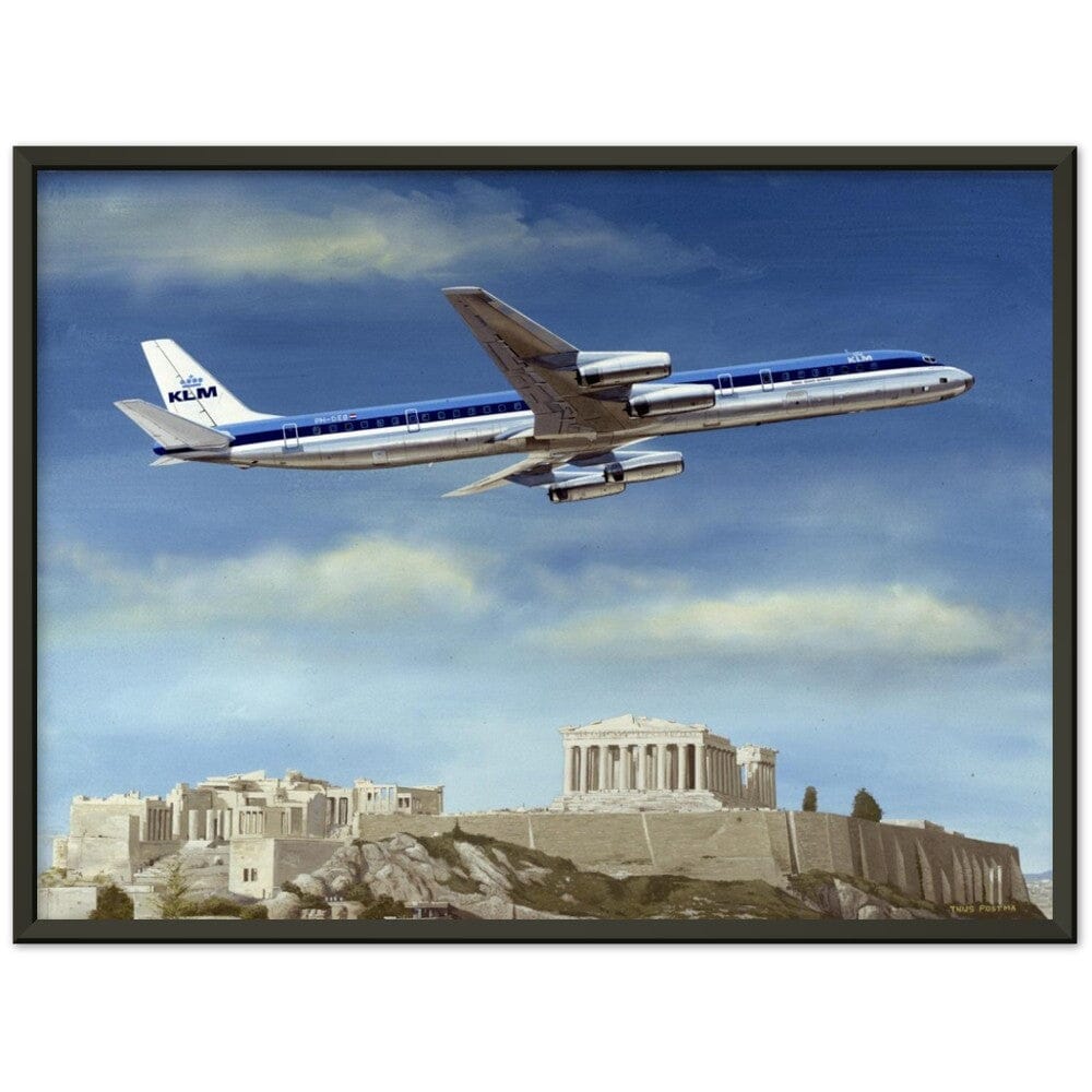 Thijs Postma - Poster - 1967 Douglas DC-8-63 Acropolis - Metal Frame Poster - Metal Frame TP Aviation Art 45x60 cm / 18x24″ Black 