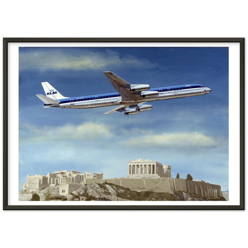 Thijs Postma - Poster - 1967 Douglas DC-8-63 Acropolis - Metal Frame Poster - Metal Frame TP Aviation Art 50x70 cm / 20x28″ Black 