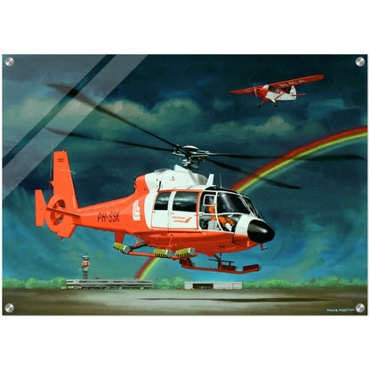 Thijs Postma - Poster - Acrylic - Aerospatiale Dauphin - Schreiner Airways Acrylic Print TP Aviation Art 