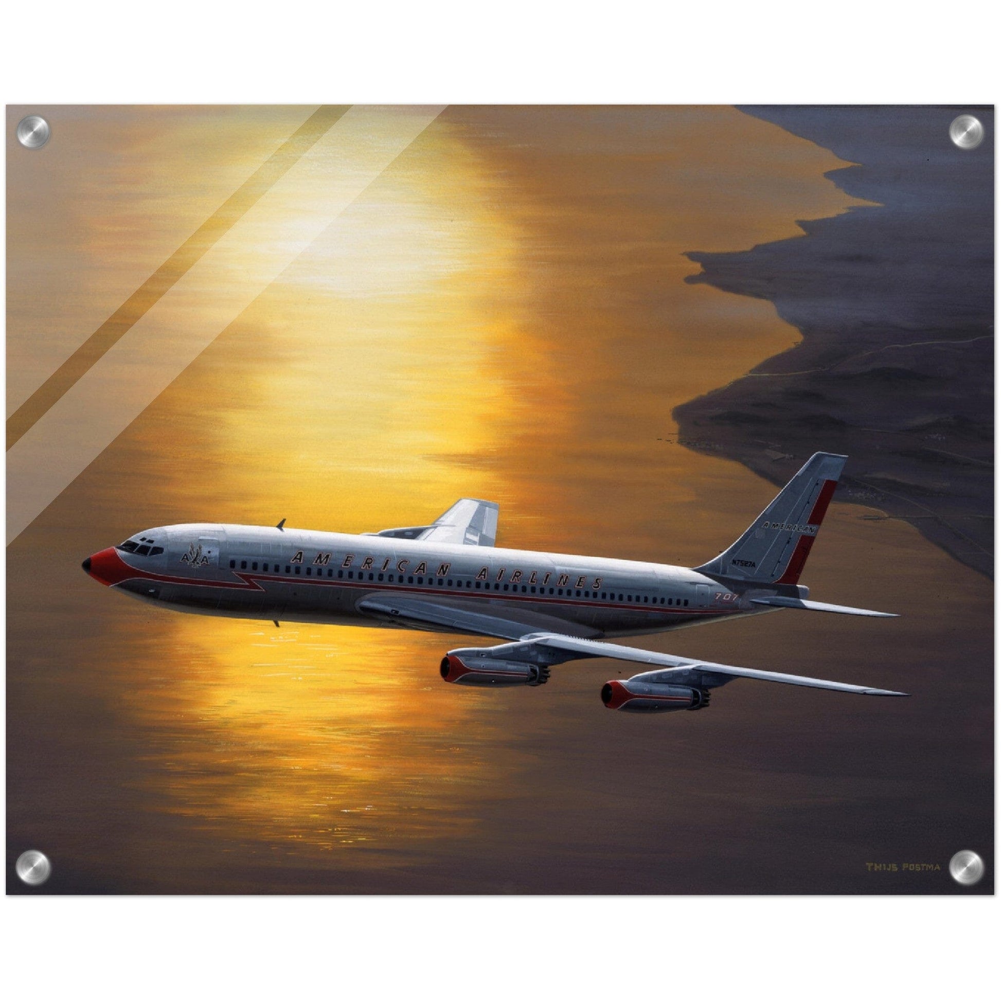 Thijs Postma - Poster - Acrylic - Boeing 707 Against The Sun Acrylic Print TP Aviation Art 40x50 cm / 16x20″ 