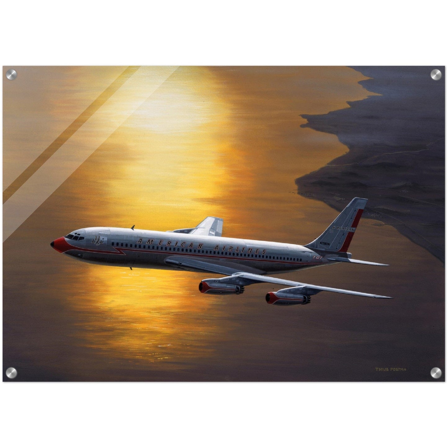 Thijs Postma - Poster - Acrylic - Boeing 707 Against The Sun Acrylic Print TP Aviation Art 50x70 cm / 20x28″ 