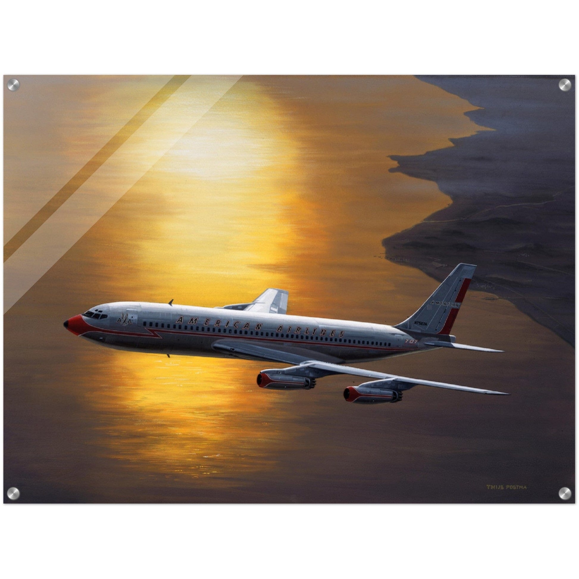 Thijs Postma - Poster - Acrylic - Boeing 707 Against The Sun Acrylic Print TP Aviation Art 60x80 cm / 24x32″ 