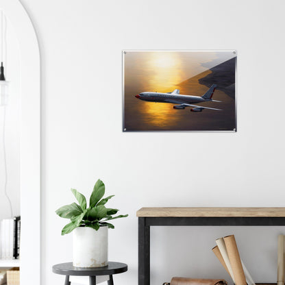 Thijs Postma - Poster - Acrylic - Boeing 707 Against The Sun Acrylic Print TP Aviation Art 