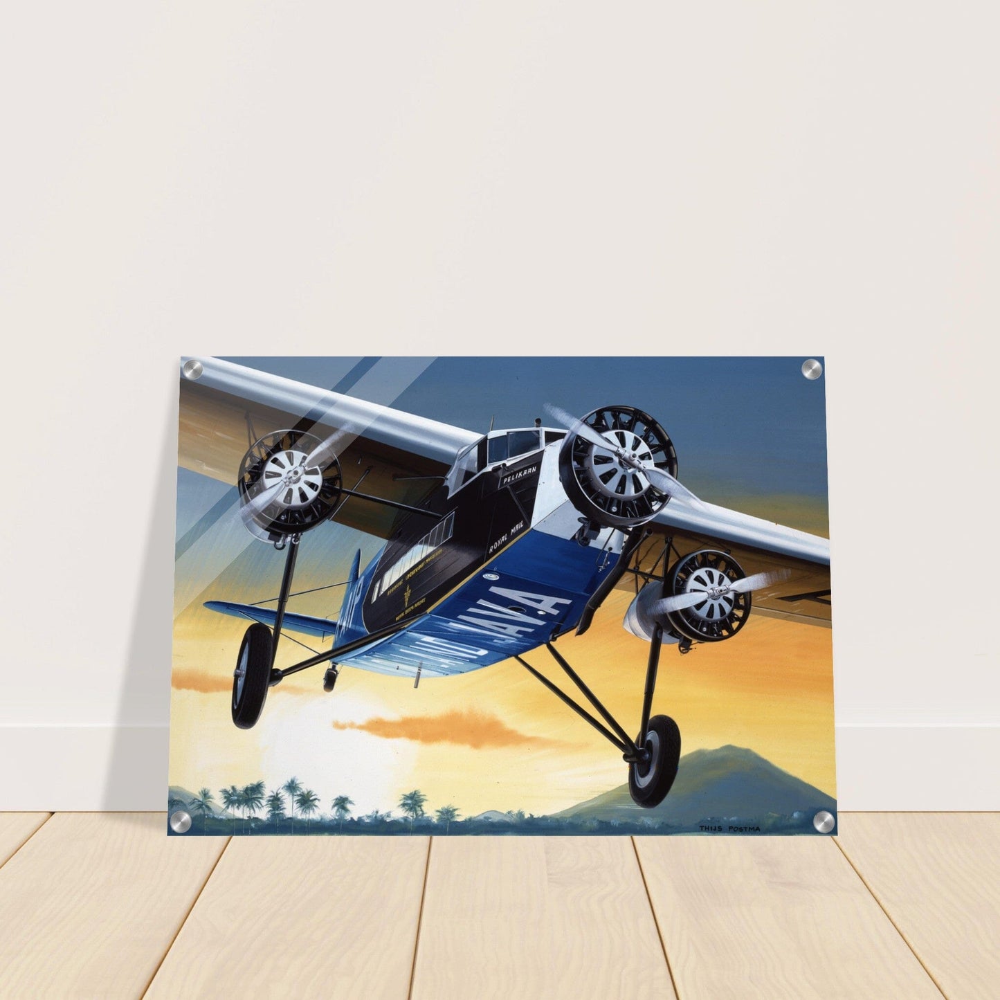 Thijs Postma - Poster - Acrylic - Fokker F.XVIII Pelikaan Flying To Batavia Acrylic Print TP Aviation Art 