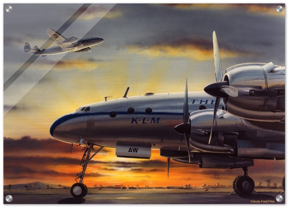 Thijs Postma - Poster - Acrylic - Lockheed L-749 NEI Sunset Acrylic Print TP Aviation Art 