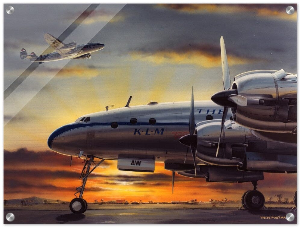 Thijs Postma - Poster - Acrylic - Lockheed L-749 NEI Sunset Acrylic Print TP Aviation Art 45x60 cm / 18x24″ 