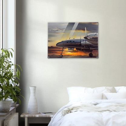 Thijs Postma - Poster - Acrylic - Lockheed L-749 NEI Sunset Acrylic Print TP Aviation Art 